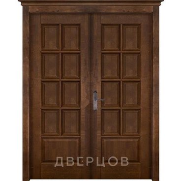Межкомнатная дверь массив ольхи ОКА Лондон 1 античный орех распашная двустворчатая глухая
