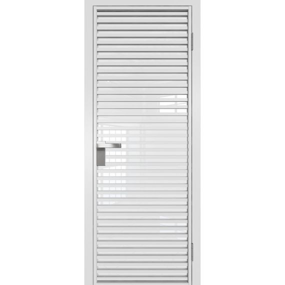 Межкомнатная алюминиевая дверь 12AG белая матовая RAL 9003 остеклённая