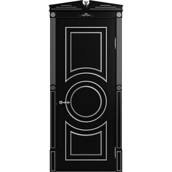 Межкомнатная дверь массив бука Viporte Лацио Амбиенте нуар патина серебро глухая