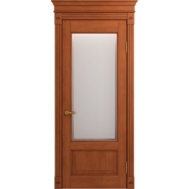 Межкомнатная дверь массив дуба Viporte Классика 1 табачный остеклённая