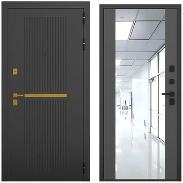 Входная дверь Артдеко чёрный силк панель зеркало Maxi