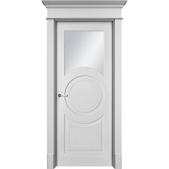 Межкомнатная дверь эмаль Ofram Метро белая остеклённая