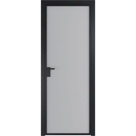 Алюминиевая межкомнатная дверь 1AP чёрная матовая RAL 9005 лайт грей элегант
