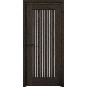 Межкомнатная дверь Никель 4 дуб тёмный со стеклом