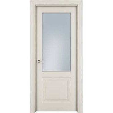 Межкомнатная дверь эмаль Паспарту-2 латте остеклённая