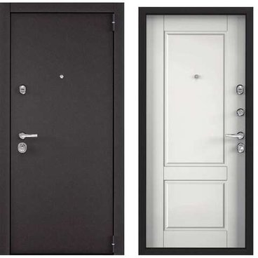 Входная стальная дверь Torex Super Omega 100 черный муар металлик SO-NC-1 ПВХ белый шамбори