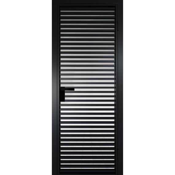 Межкомнатная алюминиевая дверь 12AG чёрная матовая RAL 9005 остеклённая