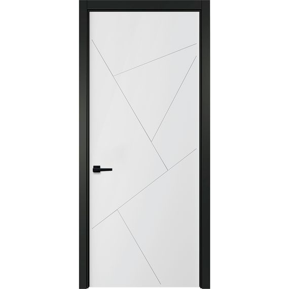 Фото белой двери Геометрия 2 с чёрным наличником