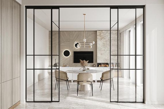 Алюминиевая стеклянная перегородка Классическая 3AG чёрный матовый