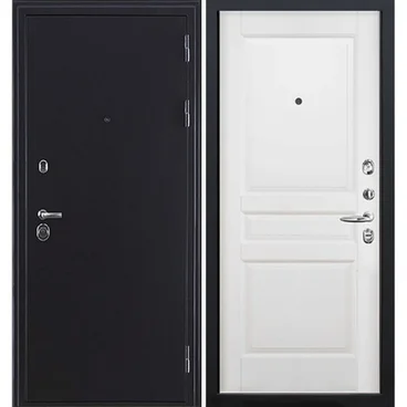 Входная дверь Колизей Плюс антик тёмное серебро панель Валенсия белая эмаль