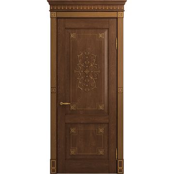 Межкомнатная дверь массив дуба Viporte Флоренция Декор кофе патина золото глухая