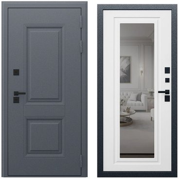 Входная уличная дверь Арктика с зеркалом внутри