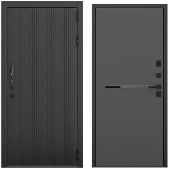 Входная дверь Смарт чёрный силк панель горизонт антрацит