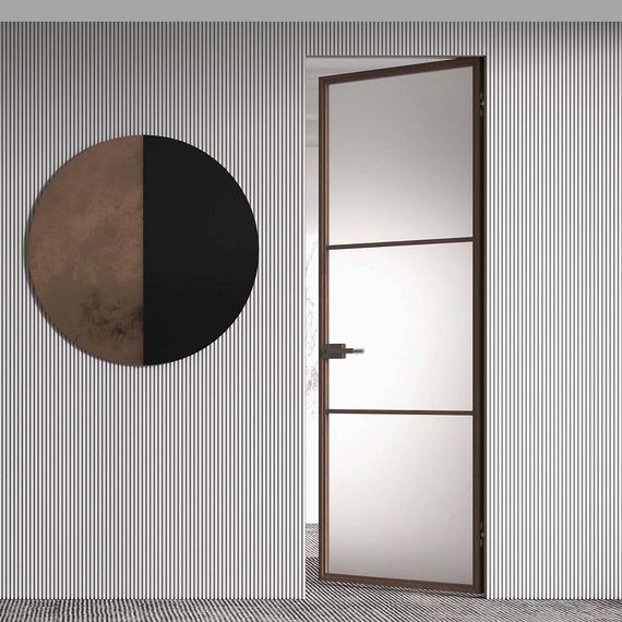 Межкомнатная алюминиевая дверь в скрытом коробе Loft-S 3 стекло матовое бесцветное