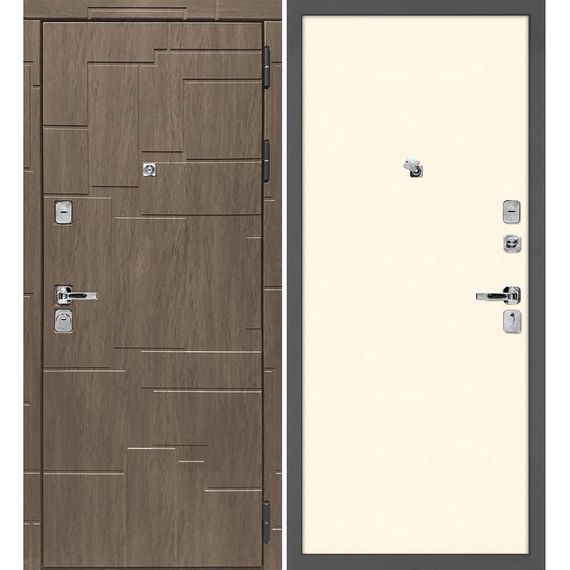 Входная дверь Домино дымчатая луна панель гладкая магнолия