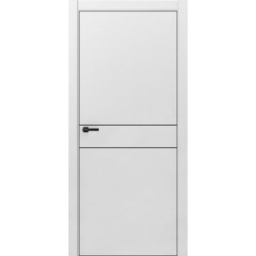 Межкомнатная дверь ПЭТ Silk-3 светло-серая кромка ABS чёрная молдинг