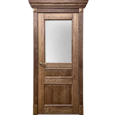 Межкомнатная дверь массив дуба с багетом Болонья остеклённая дуб коньяк