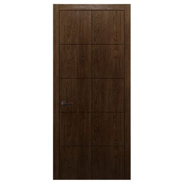 Межкомнатная дверь массив дуба Alvero Флэт-V орех глухая