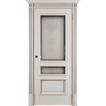 Межкомнатная дверь шпонированная Porte Vista Вена нефрит стекло Кристалл 2