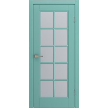 Межкомнатная дверь Аура бирюзовая эмаль RAL 6027 со стеклом