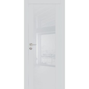 Межкомнатная дверь экошпон PX-7 агат с AL кромкой и стеклом Lacobel белоснежный