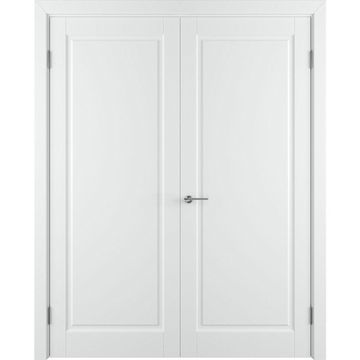 Двухстворчатая распашная дверь Аура белая эмаль глухая