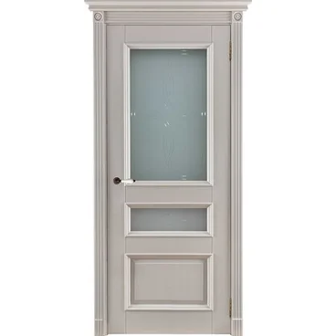 Межкомнатная дверь массив дуба Афродита эмаль слоновая кость со стеклом