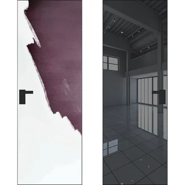 Скрытая дверь 0M снаружи под покраску внутри зеркало Grey чёрная AL кромка