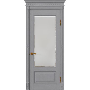 Межкомнатная дверь массив дуба Viporte Классика 1 серый жемчуг остеклённая