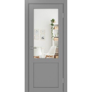 Межкомнатная дверь Турин 502.21 серый с зеркалом