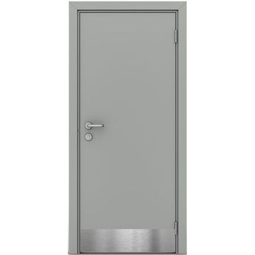 Влагостойкая дверь серая глухая с отбойной пластиной