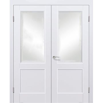 Двустворчатая распашная дверь Кобальт 33 аляска остеклённая