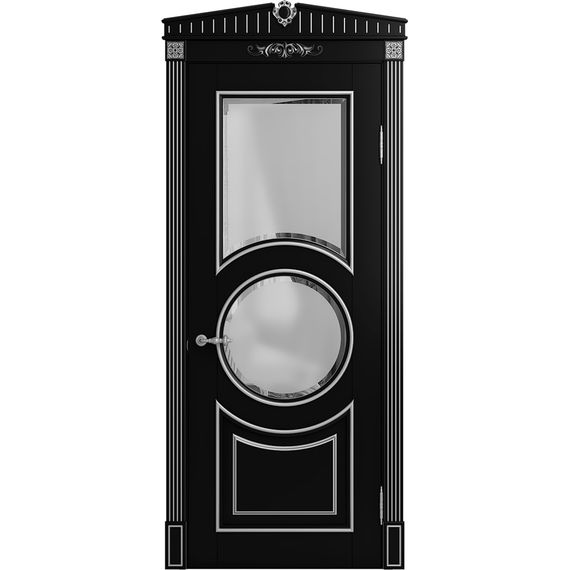 Межкомнатная дверь массив бука Viporte Лацио Амбиенте нуар патина серебро остекление 2