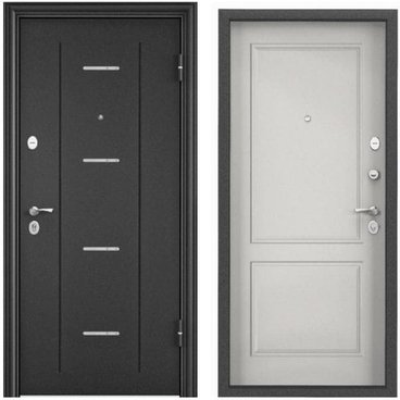 Входная дверь Delta PRO MP DL-1 темно-серый букле графит D6-27 ПВХ бьянко