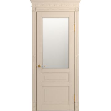 Межкомнатная дверь массив бука Viporte Бергамо ваниль остеклённая