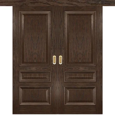 Межкомнатная двустворчатая дверь купе шпон Luxor Фараон 2 дуб морёный без стекла