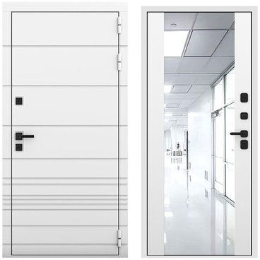 Входная дверь Бионика белый матовый панель зеркало Maxi