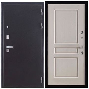 Входная дверь Колизей Плюс антик тёмное серебро панель Виктория слоновая кость