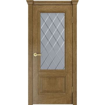 Межкомнатная дверь шпон Лондон дуб янтарный со стеклом