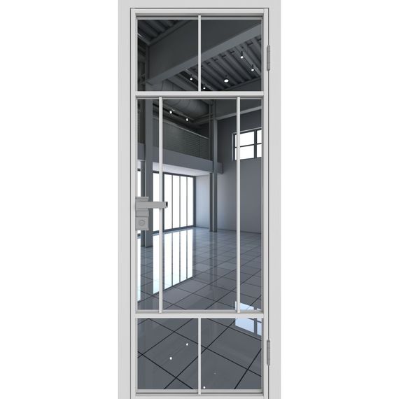 Межкомнатная алюминиевая дверь 10AG белая матовая RAL 9003 остеклённая