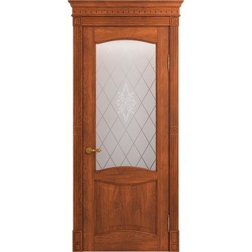 Межкомнатная дверь массив дуба Viporte Классика 2 коньяк остеклённая