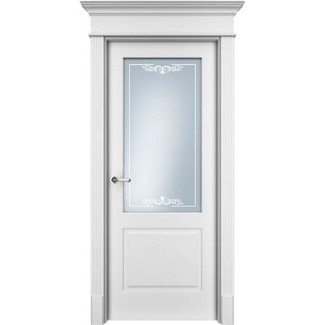 Межкомнатная дверь эмаль Ofram Прима 2 белая остеклённая