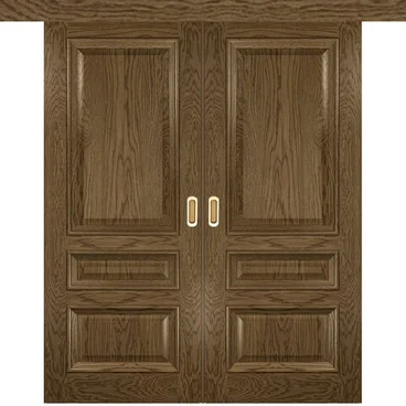 Межкомнатная двустворчатая дверь купе шпон Luxor Фараон 2 светлый морёный дуб без стекла