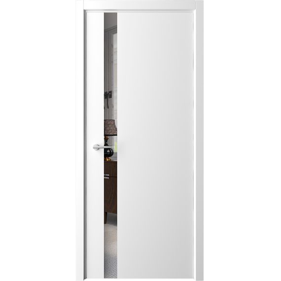 Фото межкомнатная дверь эмаль Albero Геометрия 5 белая стекло зеркало