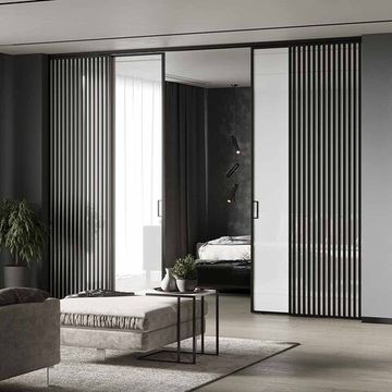 Алюминиевая стеклянная перегородка Классическая 1AG - 11AG чёрный матовый стекло триплекс белый