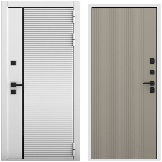 Входная дверь Пиано белый матовый панель шторм