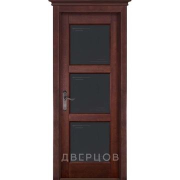 Межкомнатная дверь массив ольхи ОКА Турин махагон остеклённая