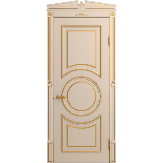 Межкомнатная дверь массив бука Viporte Лацио Амбиенте ваниль патина золото глухая