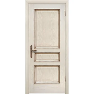 Межкомнатная дверь шпон Альба ясень карамельный с патиной глухая