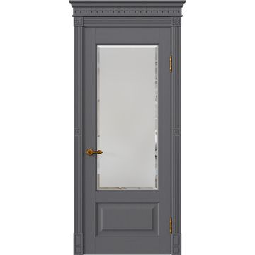 Межкомнатная дверь массив дуба Viporte Классика 1 графит остеклённая